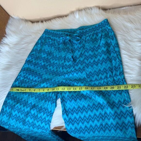 Zara Blue Green Geometric Palazzo Print Pull On pants Size Medium - Picture 10 of 14